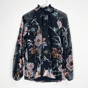 Yumi Kim Blouse Womens Small Timeless Velvet Burnout Lexington Ave Top Floral
